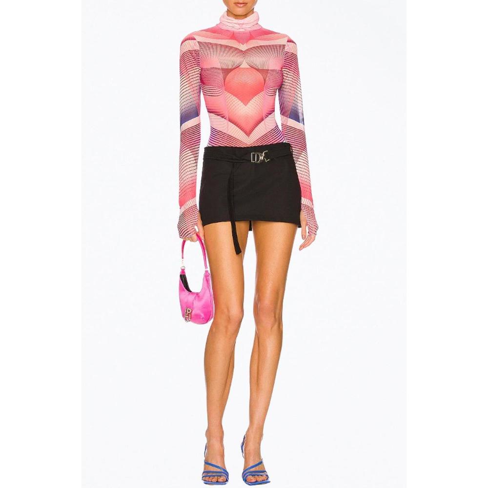NEW AFRM zadie power mesh turtleneck top in modern geo